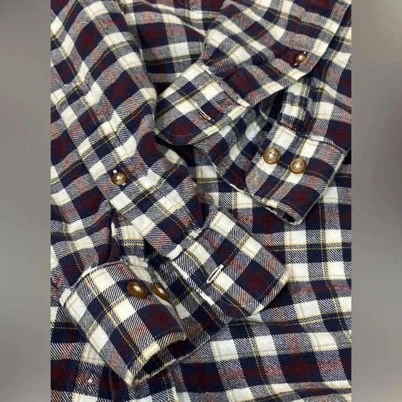 Brooks Brothers maroon white black men plaid button up long cuff sleeve shirts L - Picture 8 of 9